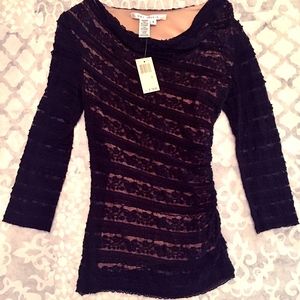 NWT Max Studio Black Lace Top S